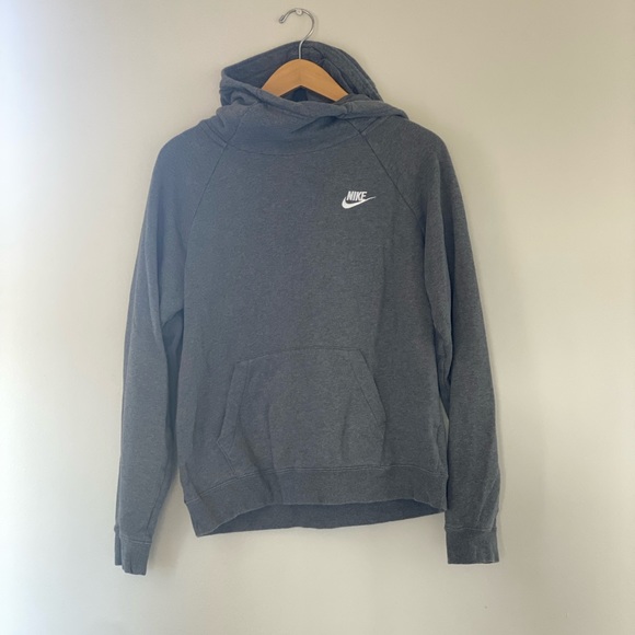 Nike Tops - Nike Sweatshirt Hoodie Womens Medium M Long Sleeve Raglan Cowl Logo Pocket Gray